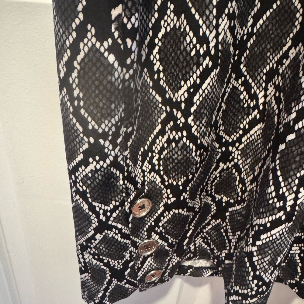 Michael Kors Black and White Long Sleeve Dress